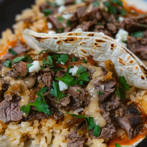 Steak Cheese and Rice