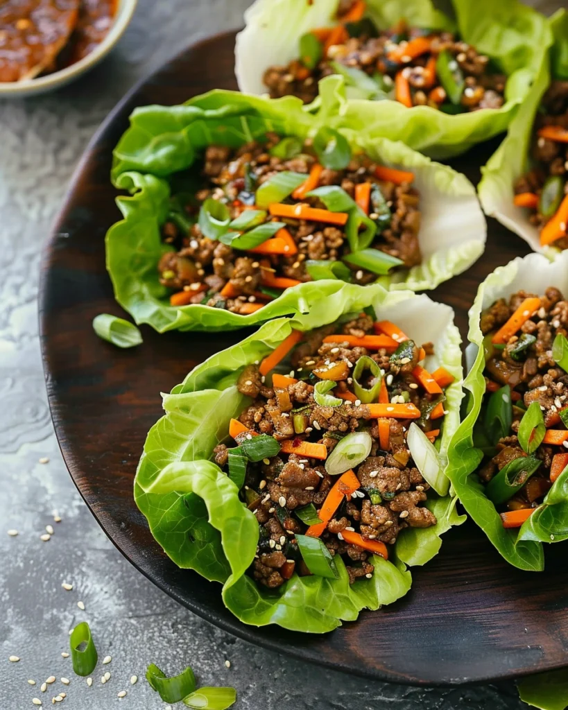 Asian-Style Ground Beef Lettuce Wraps