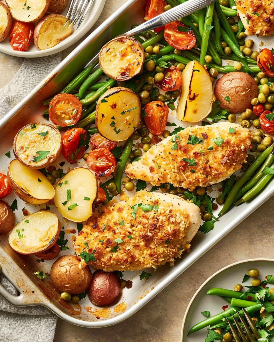 Parmesan Crusted Chicken Sheet Pan Dinner