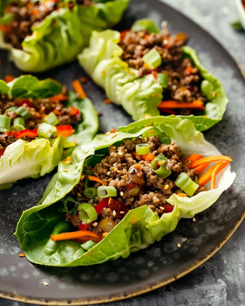 Asian-Style Ground Beef Lettuce Wraps