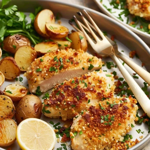 Parmesan Crusted Chicken Sheet Pan Dinner