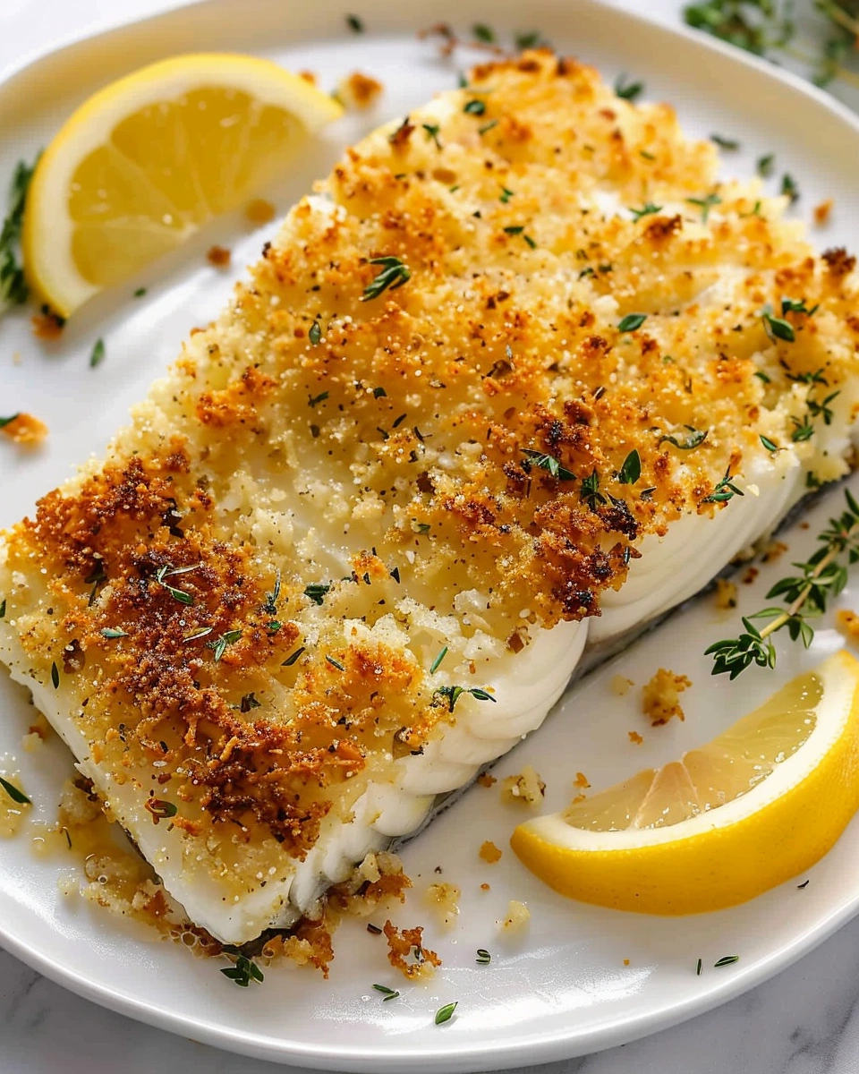 Crispy Panko Parmesan Baked Halibut