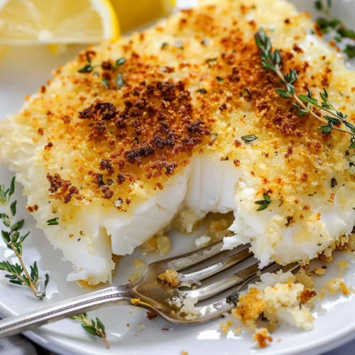 Crispy Panko Parmesan Baked Halibut