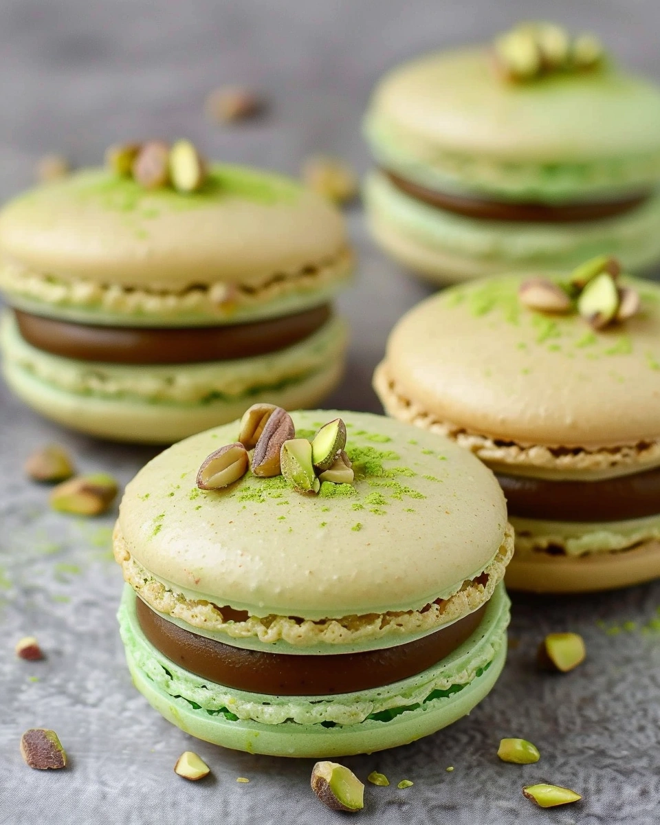Pistachio Macarons with Pistachio Ganache Filling