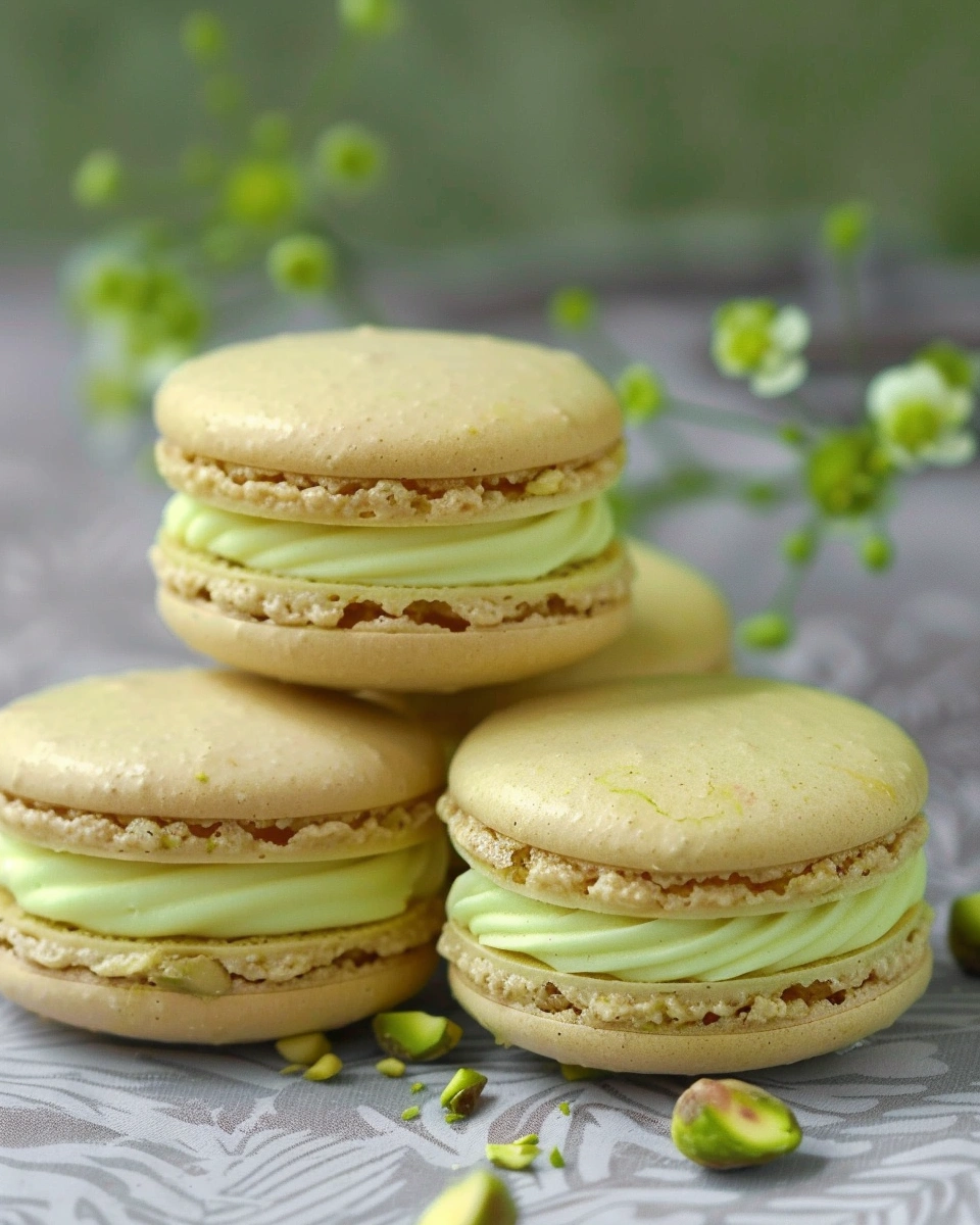 Pistachio Macarons with Pistachio Ganache Filling