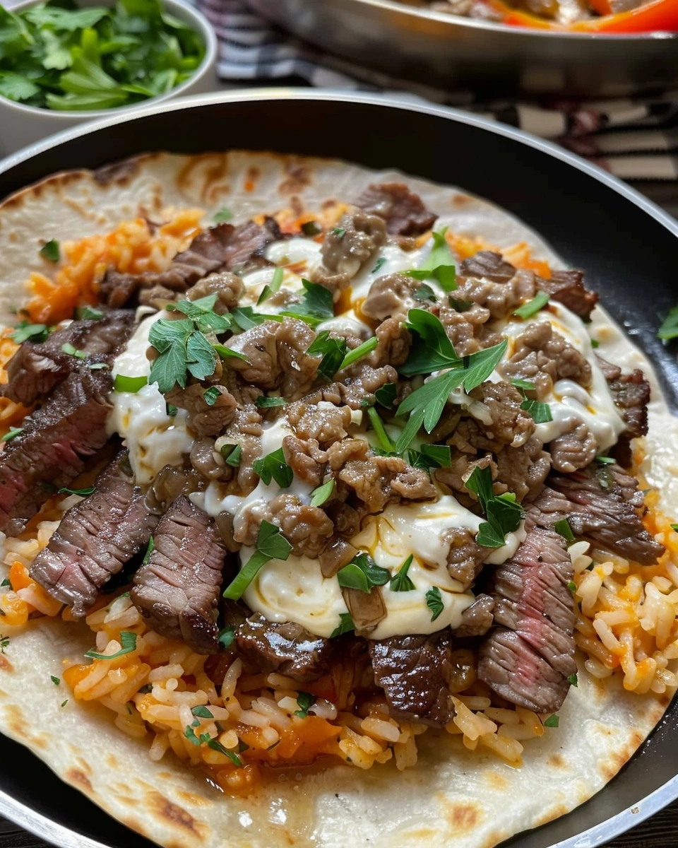 Steak Cheese and Rice