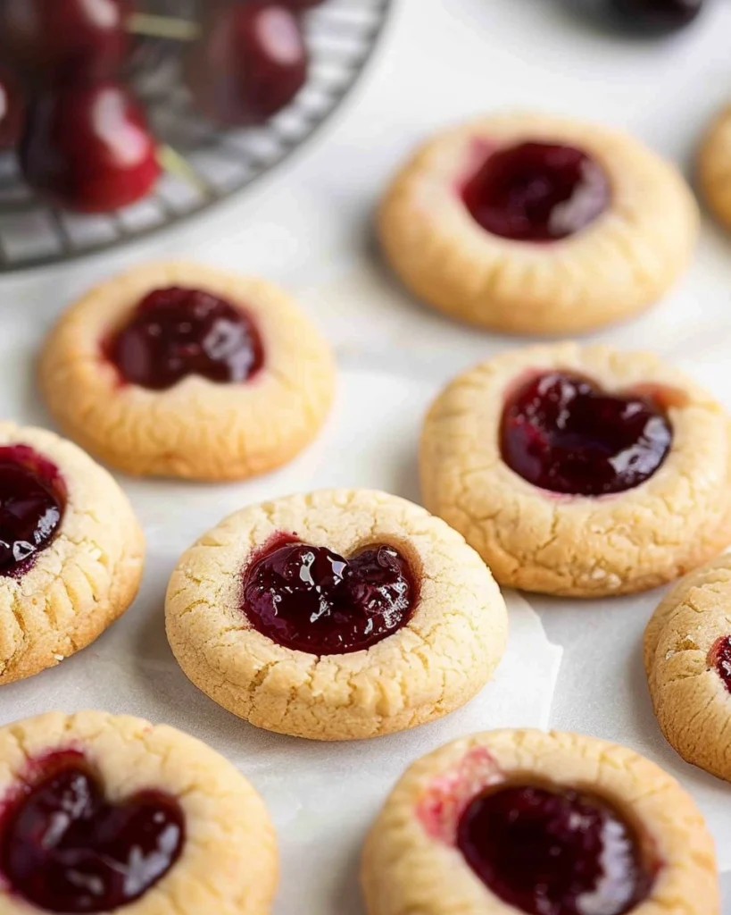 Cherry Thumbprint Cookies (Heart Cookies)