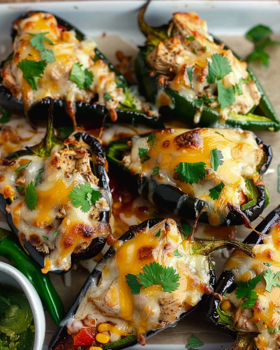 Chicken Stuffed Poblano Peppers