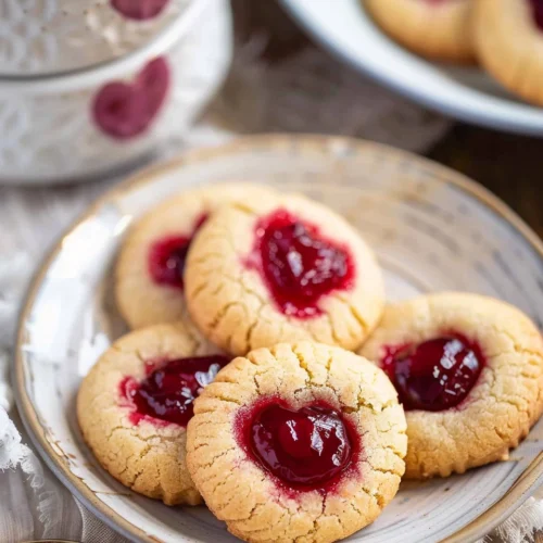 Cherry Thumbprint Cookies (Heart Cookies)