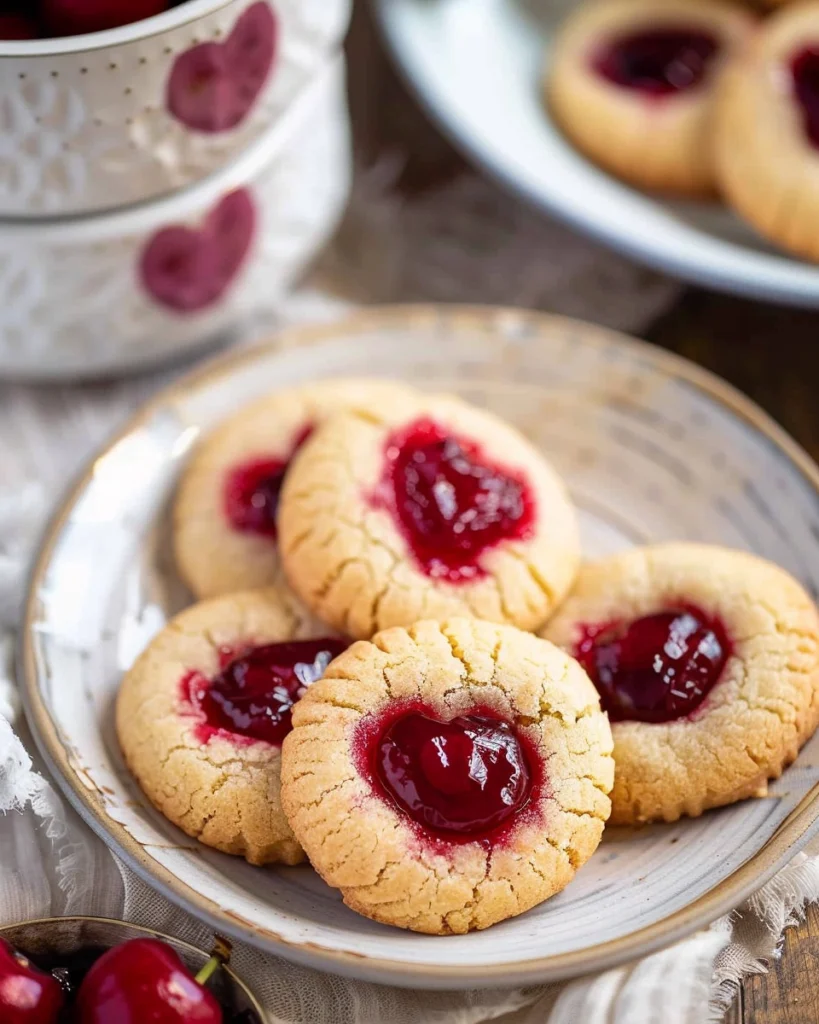 Cherry Thumbprint Cookies (Heart Cookies)