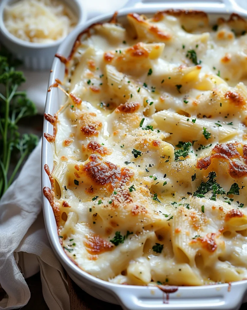 Cottage Cheese Alfredo Pasta Bake