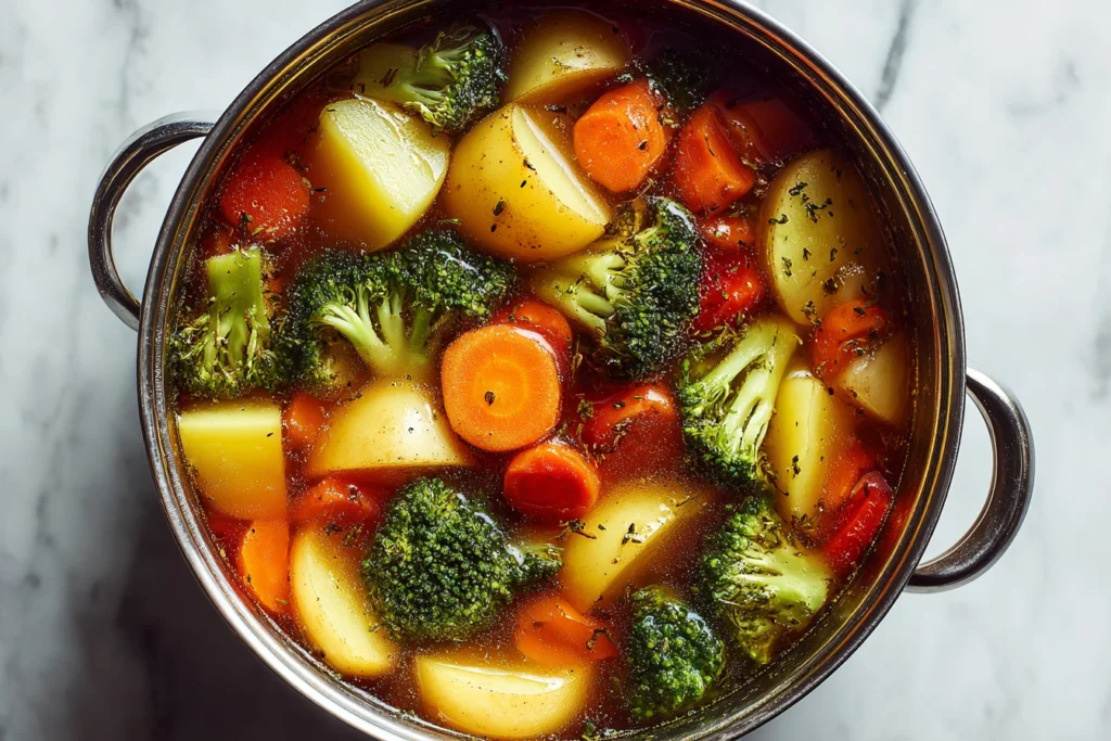 Broccoli Potato Cheese Soup Process