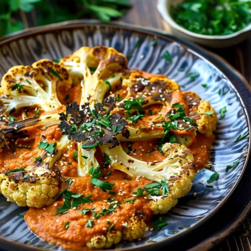 Roasted Cauliflower Steaks with Romesco Sauce