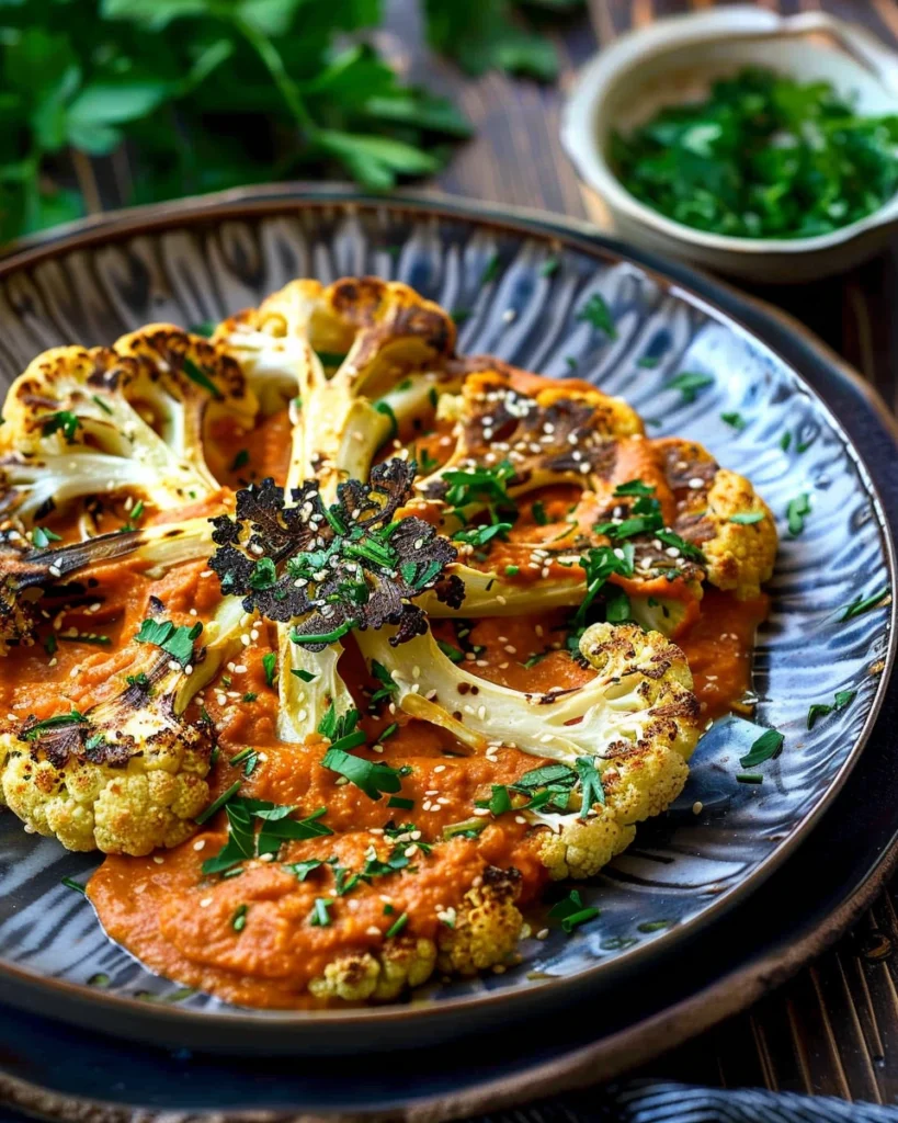 Roasted Cauliflower Steaks with Romesco Sauce