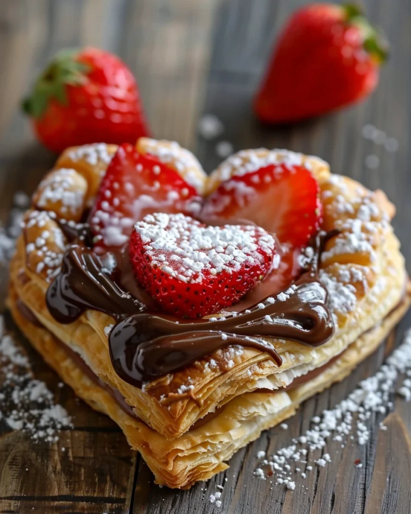Strawberry Nutella Puff Pastry Hearts