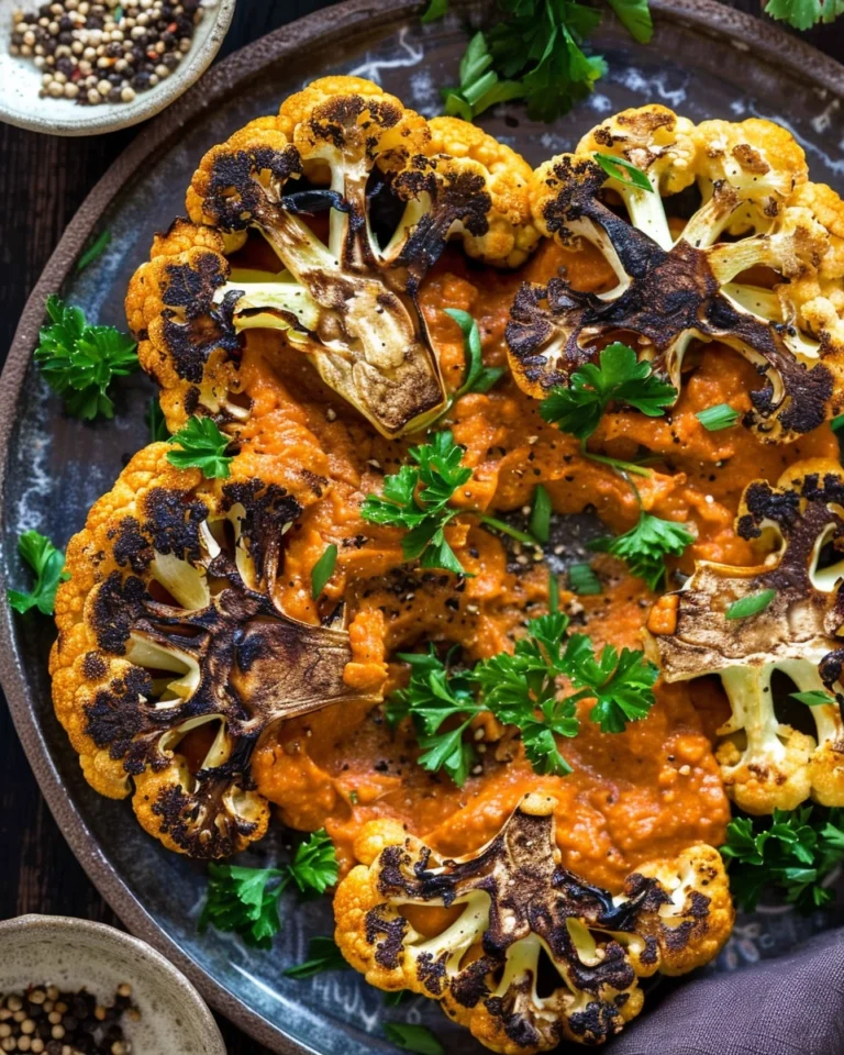 Roasted Cauliflower Steaks with Romesco Sauce
