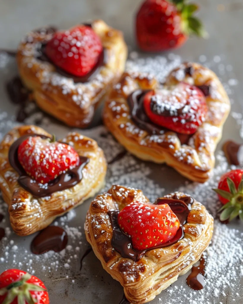 Strawberry Nutella Puff Pastry Hearts