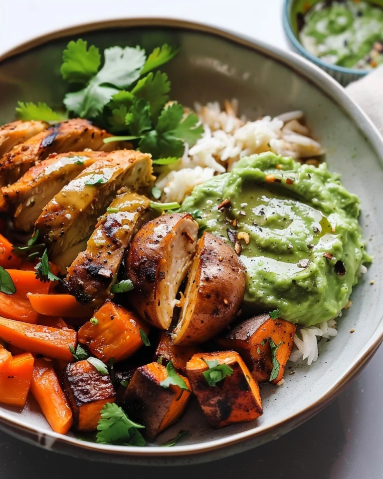 Avocado Mojo Bowls with Sweet Potato and Chicken