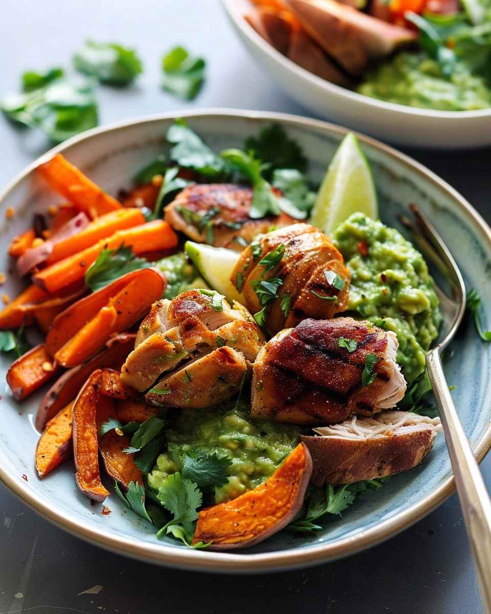 Avocado Mojo Bowls with Sweet Potato and Chicken