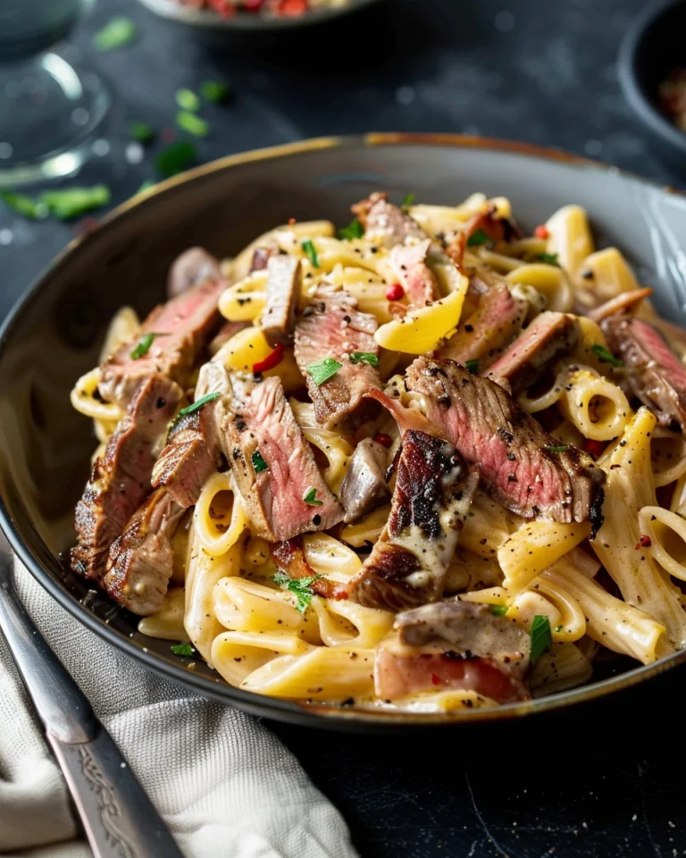 Creamy Pepper Pasta with Steak Strips
