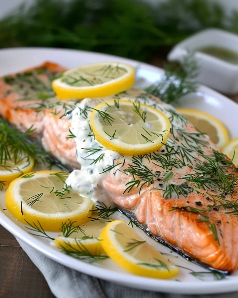 Baked Salmon with Lemon Dill Sauce