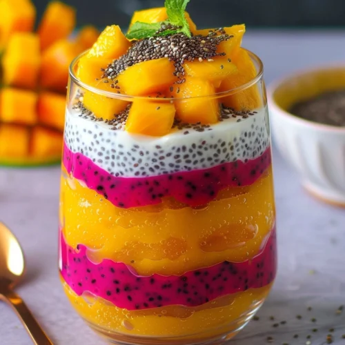 Mango and Dragon Fruit Chia Pudding Parfait