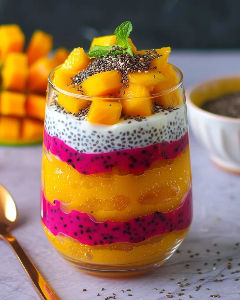 Mango and Dragon Fruit Chia Pudding Parfait