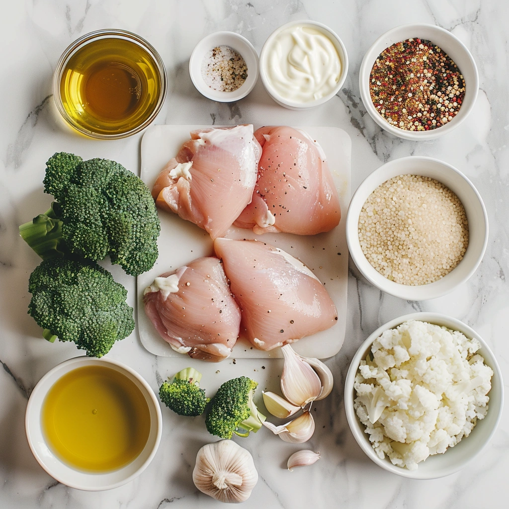 Best Grilled Chicken & Broccoli Bowls with Creamy Garlic Sauce