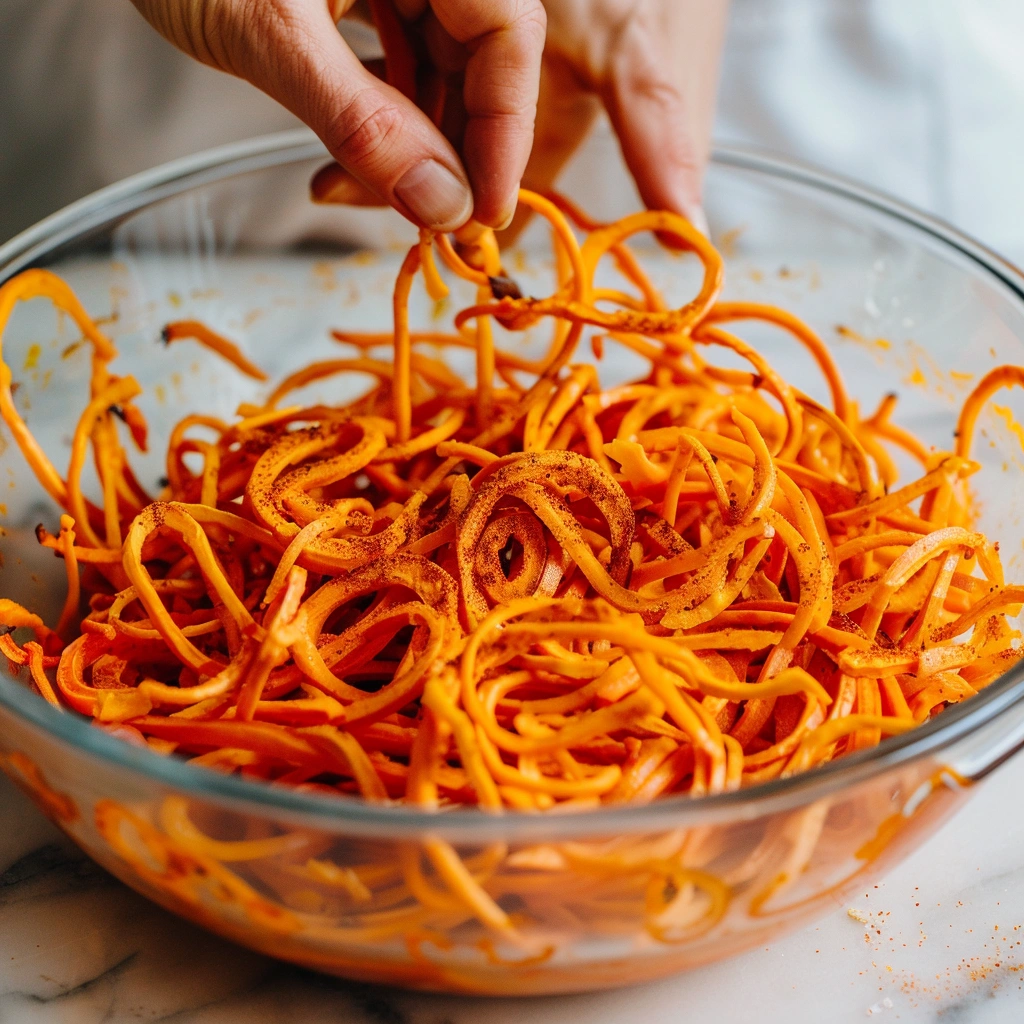 Spicy Spiralized Sweet Potato Fries