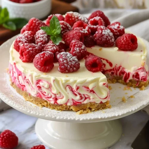 No Bake White Chocolate Raspberry Cheesecake