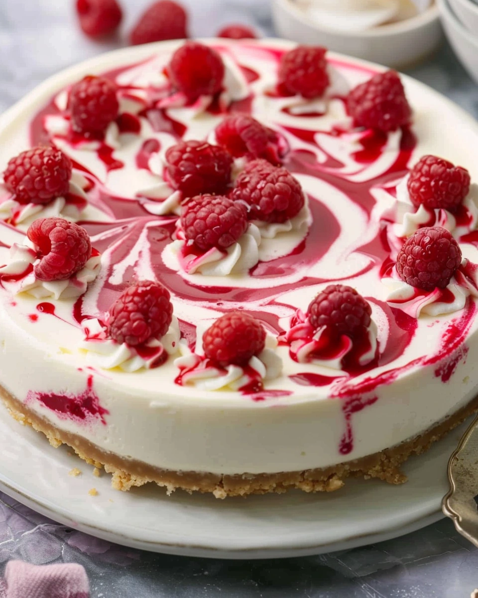 No Bake White Chocolate Raspberry Cheesecake