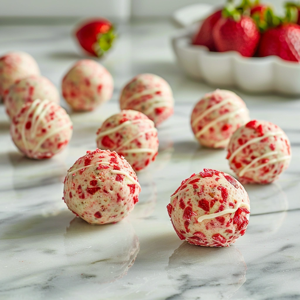 No bake Strawberry Cheesecake Protein Balls in 15 minutes