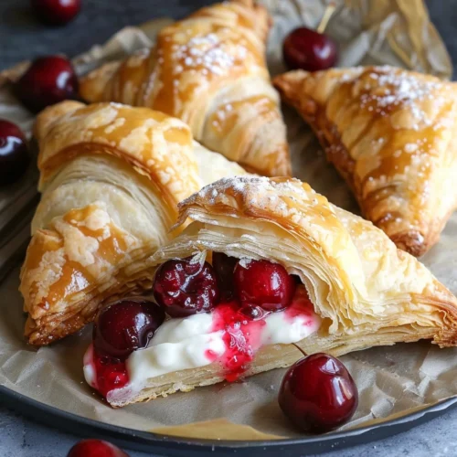 Homemade Cherry Turnovers with Puff Pastry
