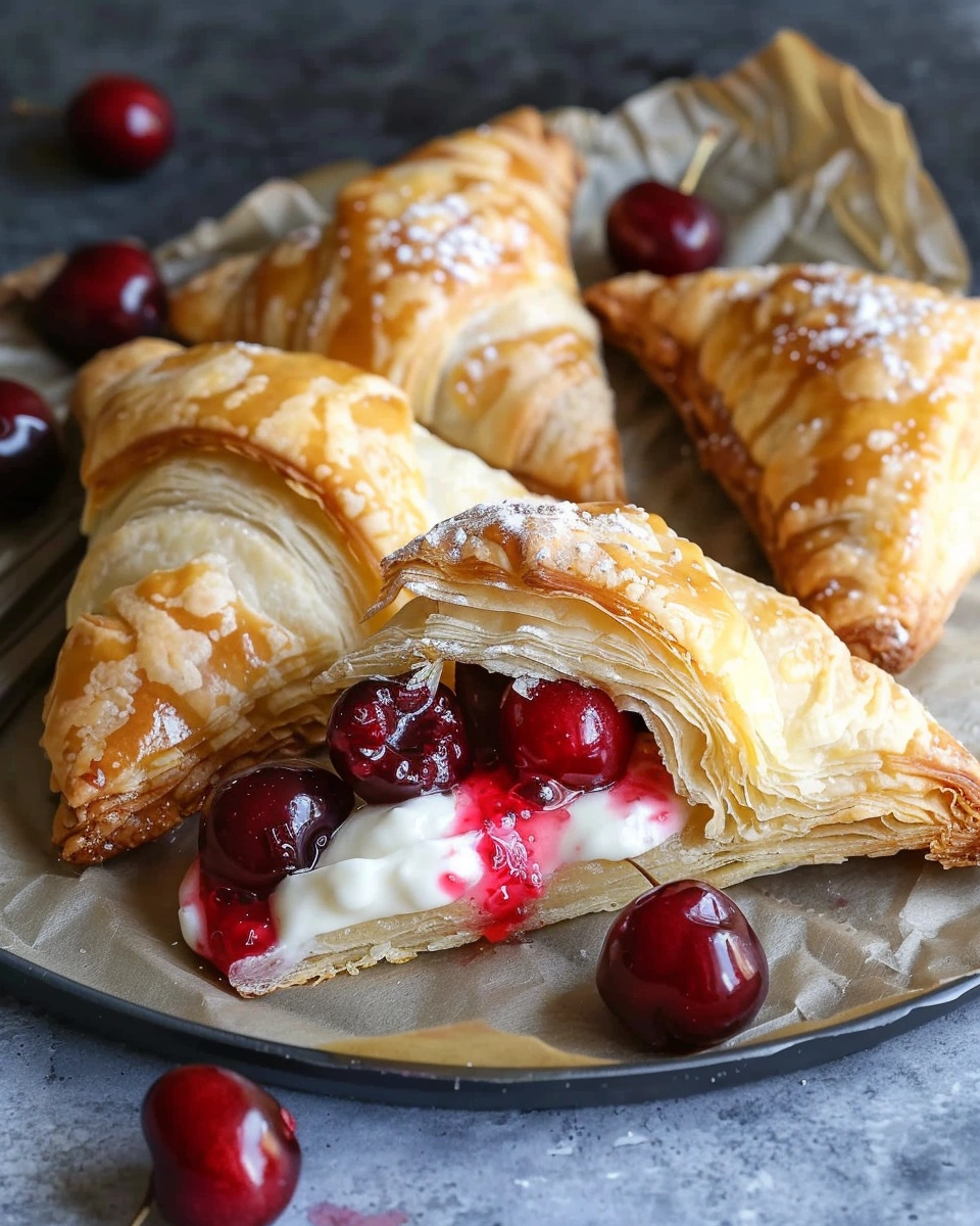 Homemade Cherry Turnovers with Puff Pastry