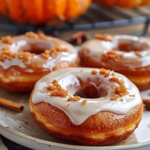 Pumpkin Spice Donuts with Maple Cream Cheese Glaze