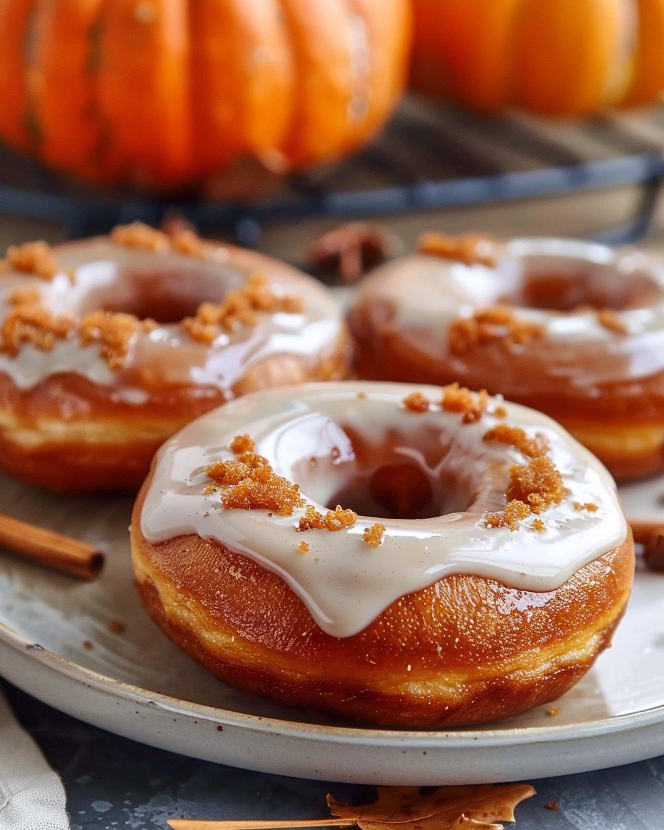 Pumpkin Spice Donuts with Maple Cream Cheese Glaze