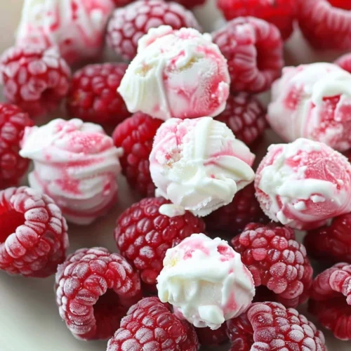 Homemade Fruit Snack Frozen Yogurt Raspberries