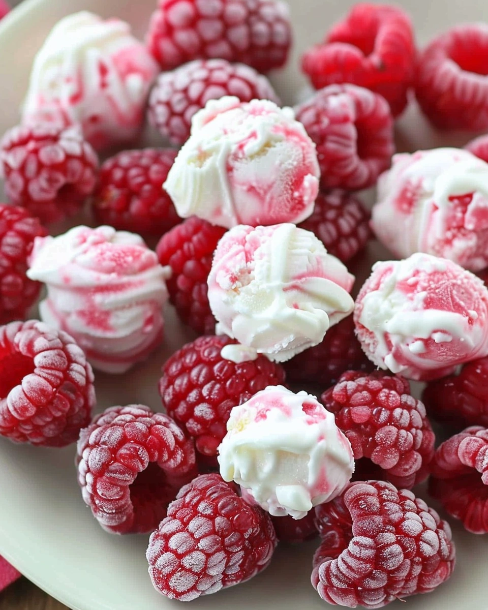 Homemade Fruit Snack Frozen Yogurt Raspberries