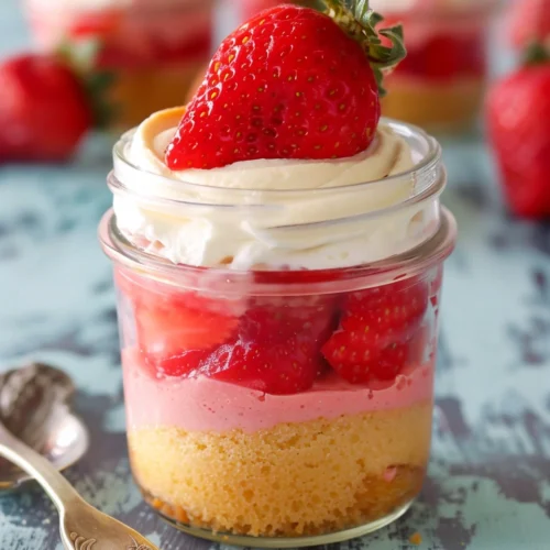 Strawberry Cake in a Jar