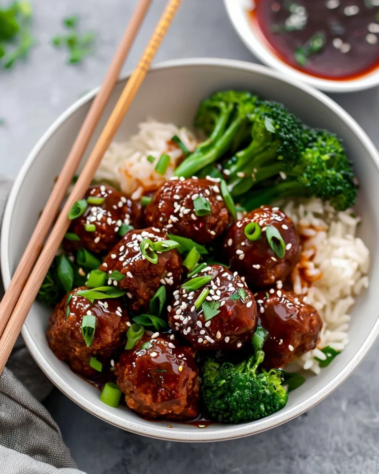Sticky Mongolian Meatballs and Broccoli