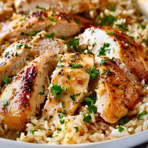 Chicken with Garlic Parmesan Rice