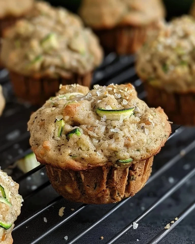 Moist Banana Zucchini Muffins on a wooden table with a fork.