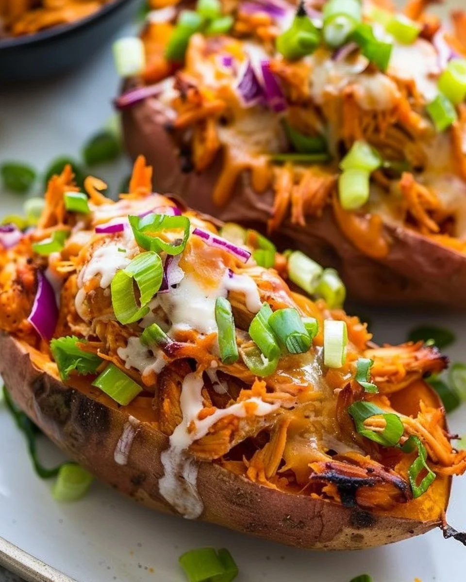 BBQ Chicken Stuffed Sweet Potatoes