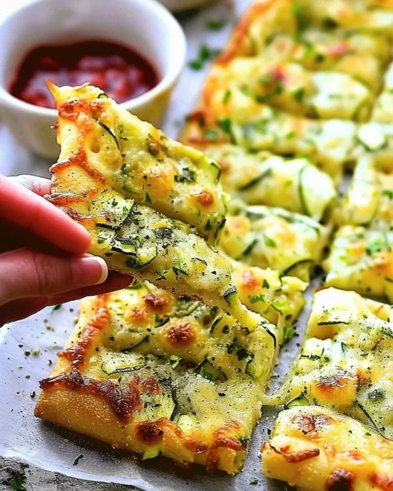 Plate of cheesy zucchini breadsticks, golden and crispy, ready to enjoy.