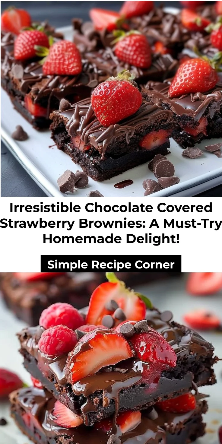 Chocolate Covered Strawberry Brownies: easy fudgy 5-ingredient
