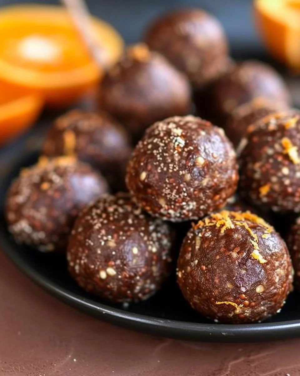 Delicious Chocolate Orange Energy Balls made with 5 ingredients.