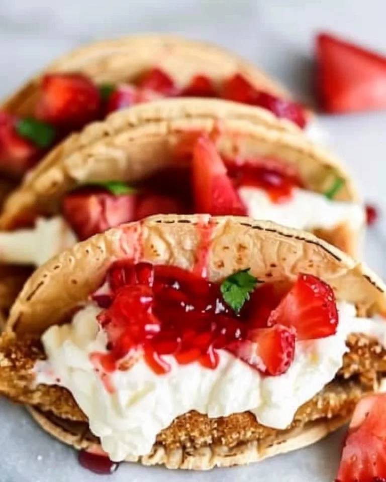 Easy cheesecake tacos made with 5 ingredients - a creamy no-bake dessert