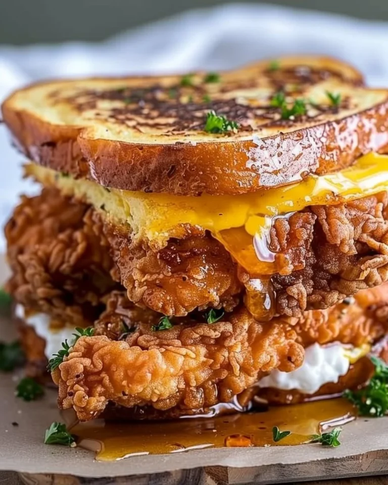 Delicious French toast fried chicken sandwich ready to enjoy