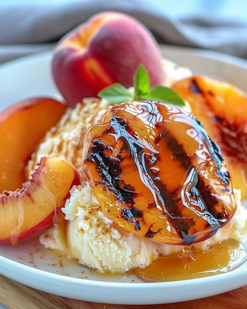 Easy Grilled Peach Dessert Recipe with Honey and Vanilla Ice Cream
