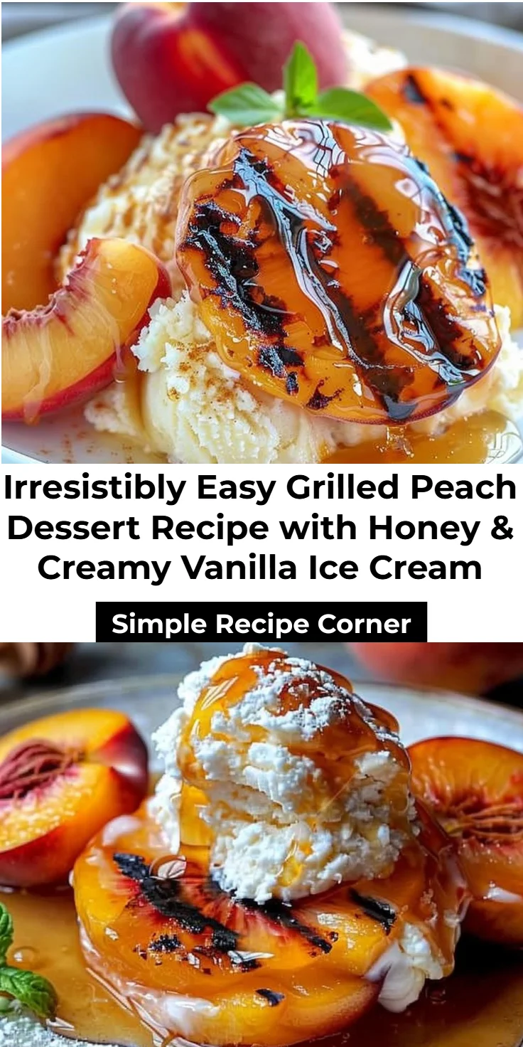 Grilled Peach Dessert Recipe with Honey and Vanilla Ice Cream